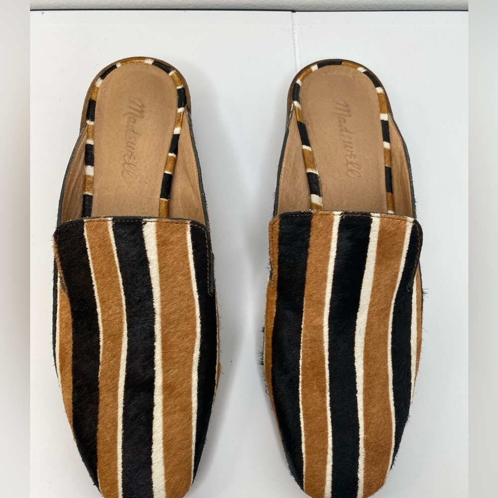 MADEWELL Willa Calf Hair Stylish Striped Mule Loafers